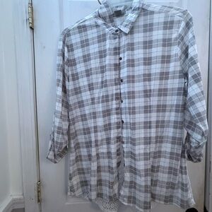 Passport Gray Plaid Women's Button Down Shirt